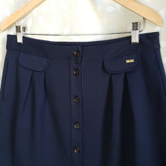 Tommy Hilfiger Retro Sailor Button Front Knit Skirt With Pockets Navy Medium - Picture 3 of 13